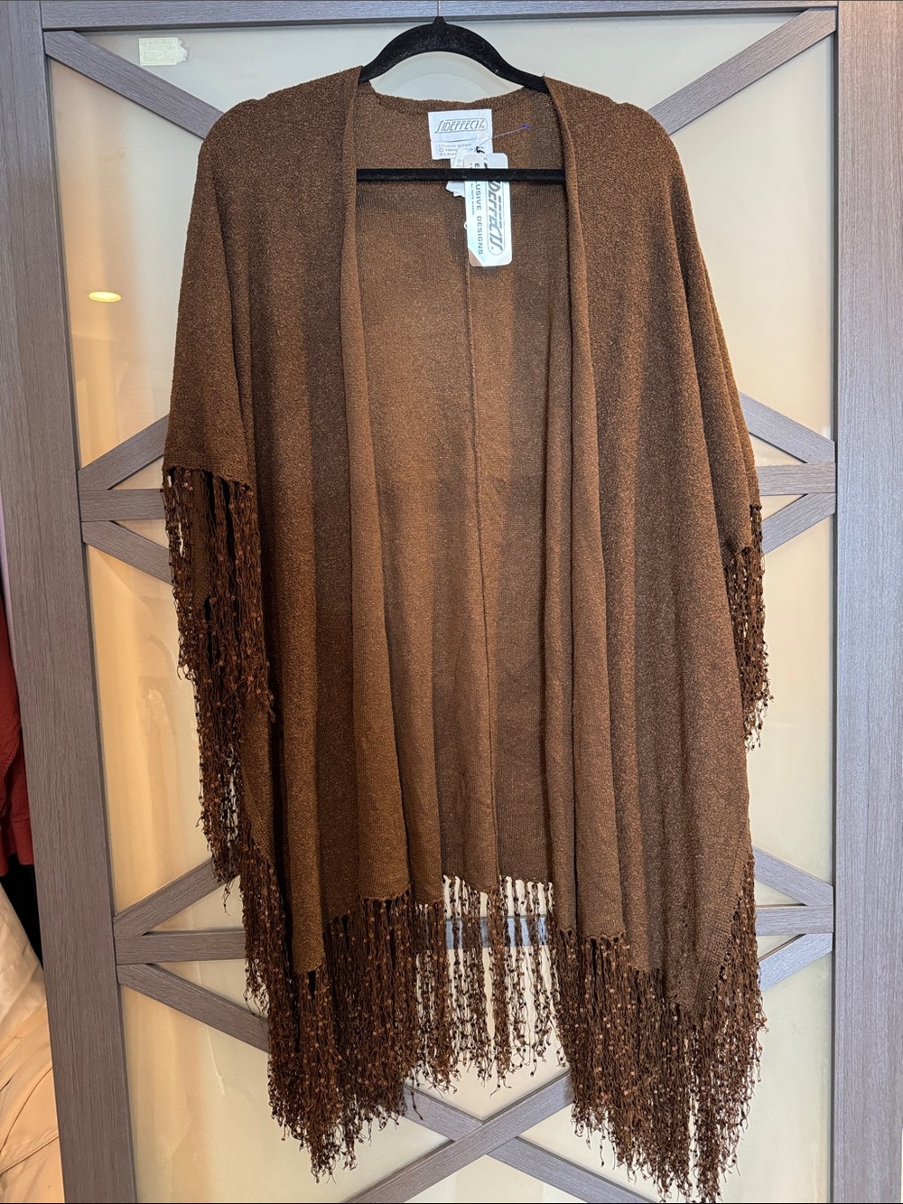 Brown Fringe Shawl/Cardigan NWT